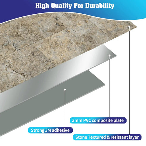Peel And Stick Backsplash Tiles In Ecru Slate For Kitchen And Bath with real texture PVC layers and strong adhesive.