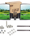 Universal Folding Golf Cart Side Mirrors with No Drill Install Roof Bracket for Yamaha Club Car EZGO in packaging