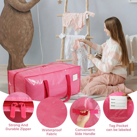 Heavy Duty Moving Bags Six Pack With Reinforced Handles And Rugged Zipper, Roomy Pink Storage Totes For College Moves, Solid Haulers That Make Packing Feel Like A Walk In The Park
