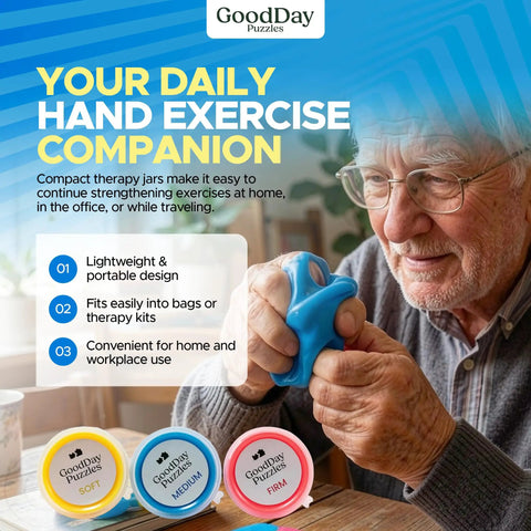 Hand Therapy Putty 3 Piece Set For Grip Strength, Stress Relief And Sensory Therapy For Adults with 3 resistance levels