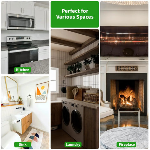 10 Sheet Peel And Stick Tile Backsplash Kit In Vinyl 3D Marble Look used in kitchen, sink, laundry, and fireplace settings