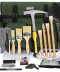 Upgrade Geology Rock Hammer Kit Bundle With 33.8 Oz Pick, 4 Metal Chisels, Shovel, Musette Bag, Safety Glasses, Gloves, Brushes
