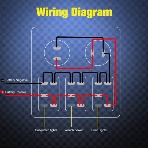 Wiring diagram for 3 Gang Rocker Switch Panel With USB Charger And LED Voltmeter For 12V Cars Trucks Boats ATVs RVs Marine Aluminum