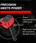 Red Ignition Coil MS100192 Replacement for VW Audi Lamborghini Porsche Bentley Cars; direct OE replacement shown.