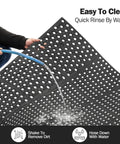 Person hosing down Anti Fatigue Drainage Rubber Mat For Wet Areas Non Slip Commercial Kitchen Floor Mat With Holes Rugged Natural Rubber Easy Clean Heavy Duty Black Pro Grade