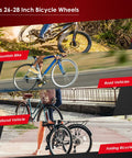 Images of mountain, road, recreational, and folding bikes on Magnetic Bike Trainer Stand For Indoor Cycling And Home Gym Use Foldable Stationary Bicycle Roller With Dual Lock System And Quick Release Eight Level Resistance To Simulate Flat Roads To Steep Hills Portable And Durable