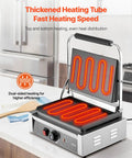 VEVOR Commercial Panini Grill 1800W Electric Sandwich Press with stainless steel heating tubes for fast, even cooking.
