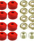 Beefed-Up Three Eighths Inch Universal Sway Bar End Link Repair Kit For A Pair Of Links Includes Code Red Grommets Washers And Nuts Fully Restores Bushings Made In USA For Reliable Suspension Performance. red bushings with washers and nuts