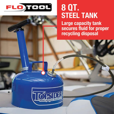 Blue Topsider Extractor Vacuum Oil Change Pump 8 Quart No Electricity Needed For 4 Cycle Engines ATVs Boats Large Vehicles