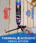 This Knockout Spray Foam Insulation Kit Includes Twelve Two Pound Expanding Sealant Cans Paired With A Smooth Firing Teflon Coated Gun for thermal insulation.