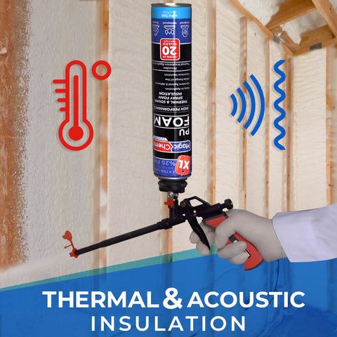 This Knockout Spray Foam Insulation Kit Includes Twelve Two Pound Expanding Sealant Cans Paired With A Smooth Firing Teflon Coated Gun for thermal insulation.