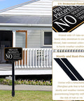 2 Pack No Trespassing And No Soliciting Keep Out Sign Set For Private Property With Stake 14x10 Inches Stands About 37 Inches Tall UV Printed Fade Resistant Aluminum For Home Driveway CCTV Security displayed in front of house