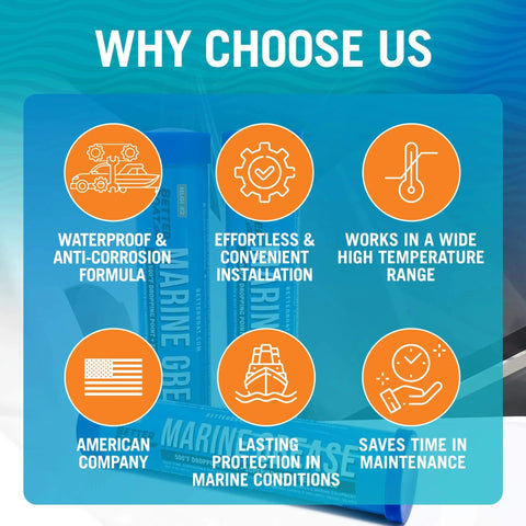 Image highlighting features of Triple Pack Mini Marine Grease Tubes 3 Oz Each Waterproof High Temp Wheel Bearing Lubricant NLGI 2.