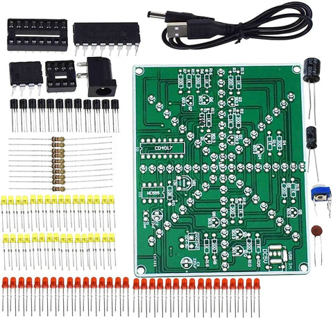 LED Flowing Lights Soldering Practice Board Kit For Electronics DIY Projects With Adjustable Speed Water Lamp Effect Beginner Friendly High Quality PCB With Clearly Marked Components Ideal Soldering Practice And Electronics Learning components displayed