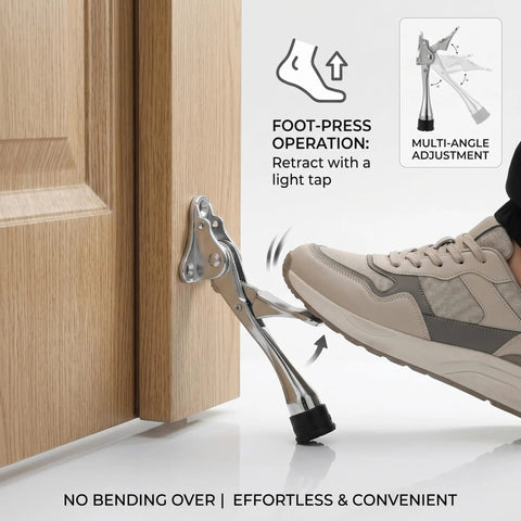 Heavy Duty Kick Down Door Stop Hands Free Door Stopper for home use with foot pressing operation on wood door