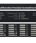 Top Notch 25 In 1 Precision Screwdriver Set With Magnetic Bits For Glasses Phones Smart Watches And Laptops Heavy Duty Steel Mini Repair Kit showing various multifunction precision screwdriver bits.