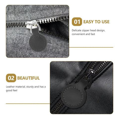 Top Level Black Aluminum Zipper Pull Tabs For Backpacks And Travel Luggage Smooth Glide Heavy Duty Replacement Hardware Zero Stress DIY Quick Upgrade Set on fabric and leather zippers.