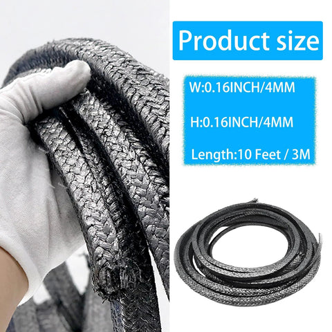 Flexible graphite braided compression packing, 3/16 in x 3/16 in, 10 ft coil for pumps, valves and mechanical seals