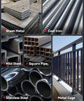 Various metals including sheet metal, cast iron, mild steel, and stainless steel suitable for 110V and 220V MMA Stick Welder projects.