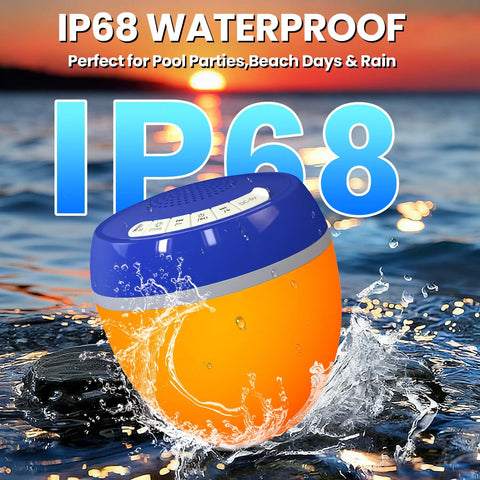 3 In 1 Bluetooth Pool Speaker With Digital Thermometer And Colorful Lights Floating IP68 Waterproof TWS Portable Speaker on water