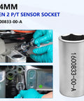 Knockout Quality AC Pressure And Temperature Sensor Socket Tool Kit For Tesla Model 3 Y S X with 24mm socket in use.