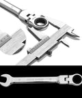 12 Piece SAE Flex Head Ratcheting Wrench Set, Heavy Duty Chrome Vanadium Steel Boss Grade Wrenches with measuring caliper