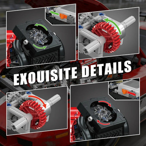 Motorized Engine Building Kit For Adults Hands On Realistic Piston Engine With Belt Drive Cooling Fan And Electric Power System Great STEM Display Model For Teens 14 Plus, close-up gears