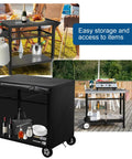 Outdoor Dining Cart Cover With Split Zipper, Waterproof 40 By 24 By 32 Inches, black cover on movable dining cart