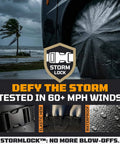 Heavy Duty Tire Covers Set Of Four For 26 To 28.75 Inch Tires, All Weather UV Resistant With StormLock System on vehicle in storm