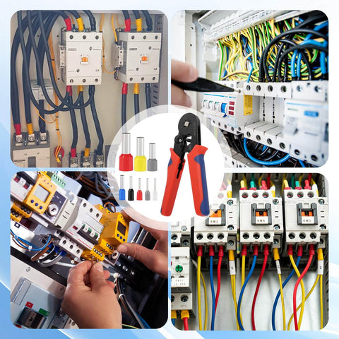 All-In-One Wire Ferrule Crimping Kit With 1800 Ferrules, Self-Adjusting Ratcheting Crimp Tool, electrical panel wiring