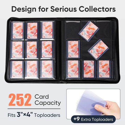Dope 252 Slot Toploader Binder With Fourteen Pages Each With Nine Pockets Holds Up To 252 Toploaders Includes Nine Rigid Sleeves
