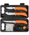 WildLite Field To Freezer 6 Piece Hunting Knife Set With Gut Hook Caping Knife Boning Knife Game Cleaning Gloves And Two Stage Sharpener
