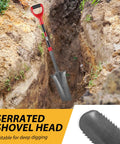 Deep Digging Spade For Garden And Yard Work Narrow Shovel With Serrated Edge For Easy Root Cutting Deep Holes And Transplants