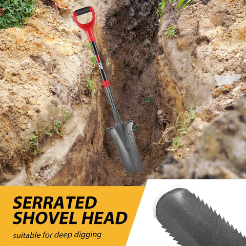 Deep Digging Spade For Garden And Yard Work Narrow Shovel With Serrated Edge For Easy Root Cutting Deep Holes And Transplants