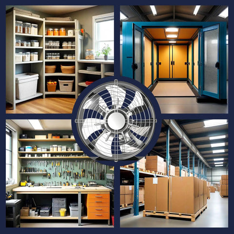 8 Inch Inline Duct Fan With Switch, Low Noise High Airflow Exhaust Vent For Basement Garage Attic And Kitchen displayed with various applications