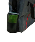 Close-up of Carry Bag For 18,000 BTU Big Buddy Heater with side pocket holding a 1 lb propane cylinder, rugged black finish