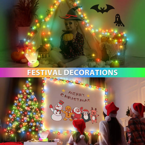 Festive scenes with 4 In 1 Camping String Light With Rechargeable Battery Thirty Two Point Eight Feet Of Hanging Waterproof Portable LED Lamp