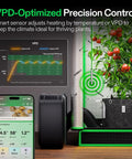 Smart AeroFlux Grow Tent Heater With Thermostat, 700W PTC Heating controlling greenhouse climate with app and sensor display