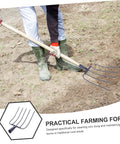 Person using Heavy Duty Iron Manure Fork For Lawn Cleanup And Rural Yard Work This Beast Of A Grass Fork Clears Manure And Grass Debris In Fields Gardens And Pastures