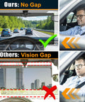 Polarized Sun Visor Extender For Cars With UV400 Blocker And Adjustable Clip On Design Universal Car Visor Extension For No Glare Reduction No Fuss Clip On Install For Safer Clearer Driving showing no gap in top image and vision gap in bottom image with driver comparison.