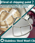 Stainless Steel Paddle Flat Beater For 4.5 To 5 Quart Tilt Head Stand Mixers Replacement Attachment and chipped white beater.