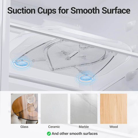 Lazy Susan Organizer For Refrigerator And Kitchen Turntable 14.56 Inch By 11 Inch with suction cups for smooth surfaces.