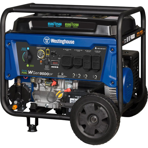 12500 Watt Dual Fuel Portable Generator With Remote Start And Transfer Switch Ready Gas Or Propane Powered, front view