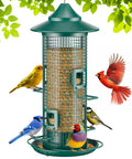 Squirrel Chew Proof Metal Mesh Bird Feeder For Outdoors All Weather Rust Proof 2 Lb Large Capacity with colorful birds