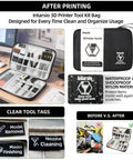 52 Piece 3D Printer Tools Kit For FDM And SLA Printers With storage bag, open on a desk, showing organized tools.