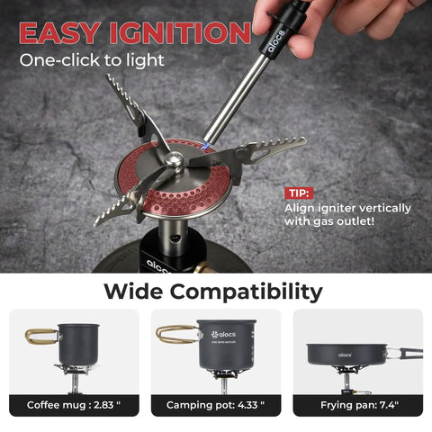 9 Piece Camping Cookware Set With Nonstick Pans And 3200W Stove Igniter Magnetic Gas Canister Stand 5 In 1 Spork