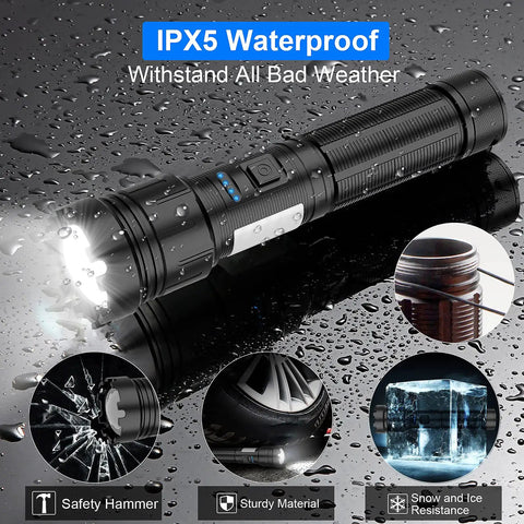Ultra Bright 10000 Lumen USB Rechargeable Flashlight With XHP50.2 LED Zoomable Beam Magnetic Tail Cap 7 Modes Waterproof