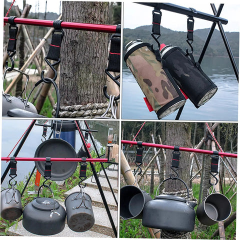 Five Piece Large Outdoor Camping Hook Set, S Shaped Movable Strap Hooks for Quick Hanging camping gear and cookware