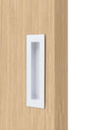304 Stainless Steel Pocket Door Handles And Edge Pull Kit for recessed sliding doors, snow white finish, flush finger pull, side view