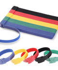 Huge 100 Pack 8 Inch Reusable Cable Ties With Hook And Loop Straps For Easy Cable Management And Cord Organization Adjustable Durable Nylon Five Colors Included For Home Office And Travel, featuring colorful nylon straps.